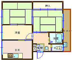 東畑ハイツ 3DKの間取図画像