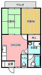 サマックス行友ハイツ 2DKの間取図画像