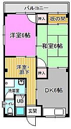 西木ビル 3DKの間取図画像