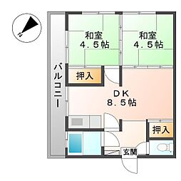 明田ビル 3DKの間取図画像