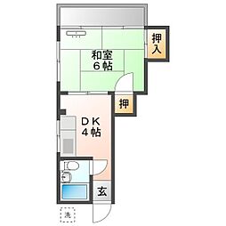 林ビル 3階1Kの間取り