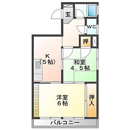 大世渡ビル 2Kの間取図画像