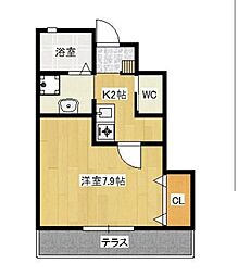 Alice 1Kの間取図画像