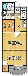 カサメントさとう 2Kの間取図画像