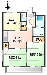 スカイコート道上A 3DKの間取図画像