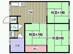 秋山コーポ1 3DKの間取図画像