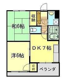 ツィンクルガーデン 2DKの間取図画像