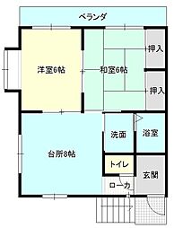 桑田アパート 2DKの間取図画像