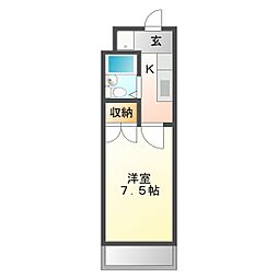 オリーブコート東深津 1Kの間取図画像