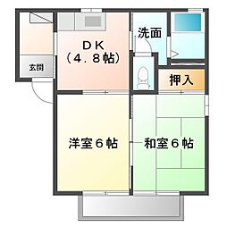 ポートシマダC 2DKの間取図画像