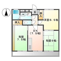 木之庄スライブ 3DKの間取図画像