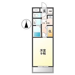 ウイング春日 1Kの間取図画像