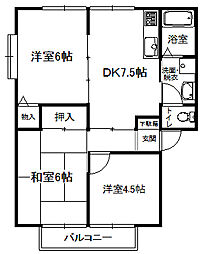 JR山陽本線 尾道駅 バス6分 きららラポール桜並木前下車 徒歩10分の賃貸アパート 2階3DKの間取り