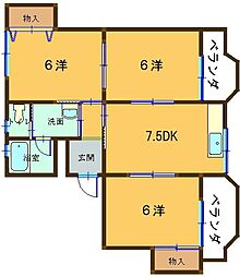 温品ビル 3DKの間取図画像