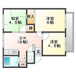 しんがいセントラルハイツA 3DKの間取図画像