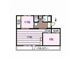 K2マンション 2LDKの間取図画像