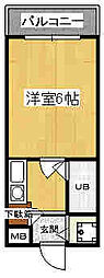 朝日プラザ呉センターコア 1Kの間取図画像