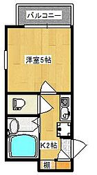 オーシャン14ビル 1Kの間取図画像
