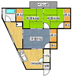 アルハードフジワラ 3DKの間取図画像