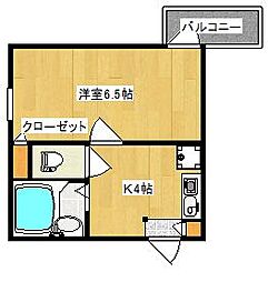 オーシャン14ビル 1Kの間取図画像