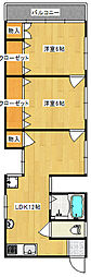 丸善中通ビル 2LDKの間取図画像