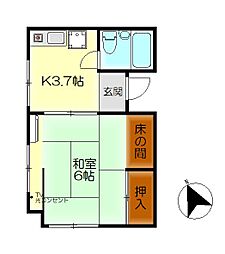 岡田ビル 1Kの間取図画像