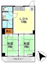 第2大森ビル 3階2LDKの間取り
