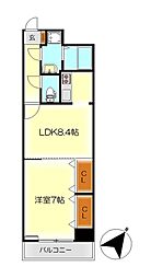 グランディールノブハラ 1LDKの間取図画像
