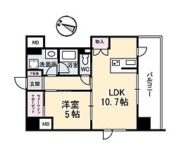リラクオーレアクラス 6階1LDKの間取り