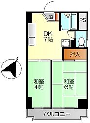 岡本ビル 2DKの間取図画像