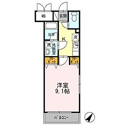 ボナールK1 1Kの間取図画像