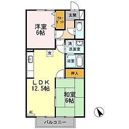 ルミエール中迫 2LDKの間取図画像
