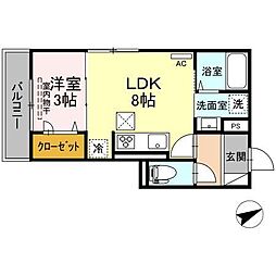 ペルル新広 1LDKの間取図画像