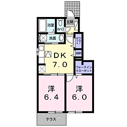 ブランシュールC 2DKの間取図画像
