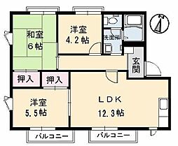 フレグランス阿賀南C 3LDKの間取図画像