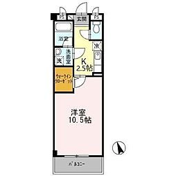 オリエンタルコート 1Kの間取図画像