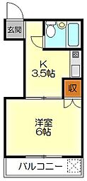 コーポ創備 1Kの間取図画像