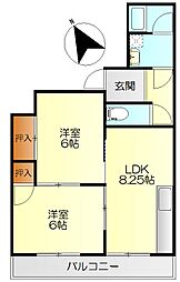 (株)きんしビル 2LDKの間取図画像