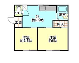 安達アパート 2DKの間取図画像