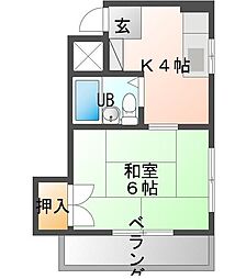 エレガンスビル 1Kの間取図画像