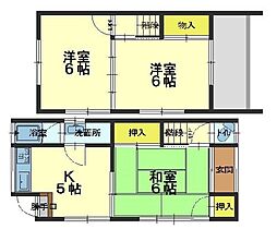 JR福塩線 上戸手駅 徒歩9分の賃貸一戸建て 3Kの間取り