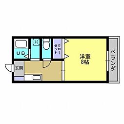 プレオ村上 1Kの間取図画像