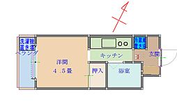 千田ロイヤルマンション 1Kの間取図画像
