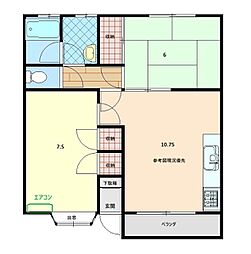 啓利マンション 2LDKの間取図画像