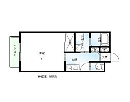 メゾンひまわり 201 2階1Kの間取り