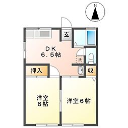 シティハイムローゼ 101 1階2DKの間取り