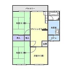 文化マンション 3DKの間取図画像