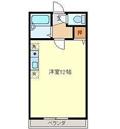 パステルクボ18 ワンルームの間取図画像