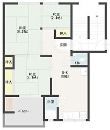 第4信和ビル 1階3DKの間取り