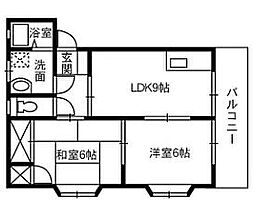 レイクヒルズ春日 2LDKの間取図画像
